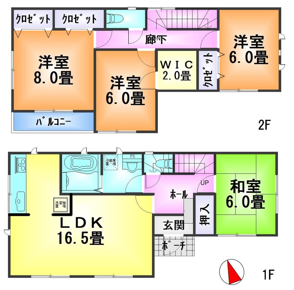 Floor plan. 19.5 million yen, 4LDK, Land area 207.1 sq m , Building area 105.99 sq m