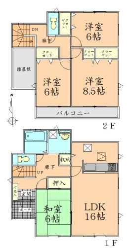 Floor plan. 21,800,000 yen, 4LDK, Land area 192.74 sq m , Building area 105.98 sq m