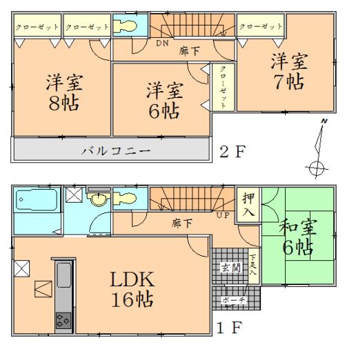 Floor plan. 19,800,000 yen, 4LDK, Land area 199.81 sq m , Building area 105.99 sq m