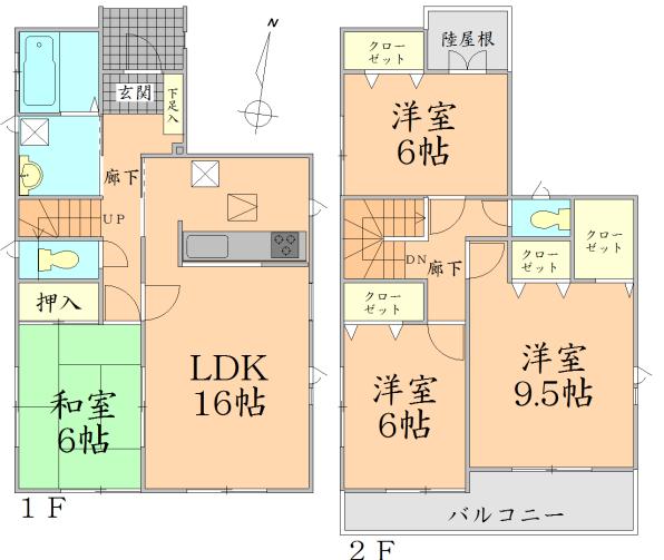 Floor plan. 18,800,000 yen, 4LDK, Land area 182.77 sq m , Building area 105.16 sq m