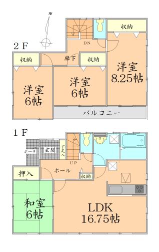 Floor plan. 20.8 million yen, 4LDK, Land area 209.68 sq m , Building area 105.15 sq m