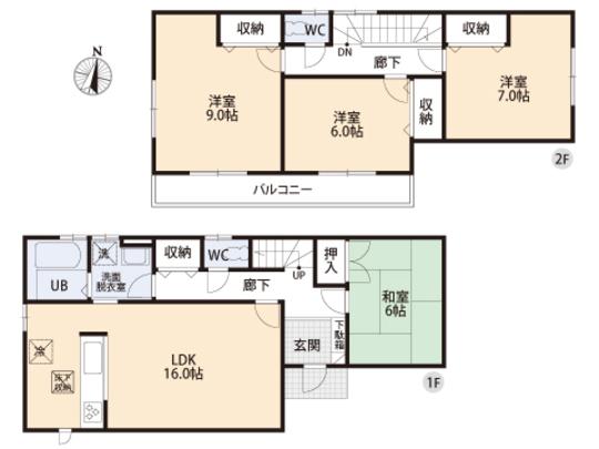 Floor plan. 20.8 million yen, 4LDK, Land area 195.35 sq m , Building area 105.99 sq m floor plan