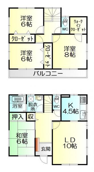 Floor plan. 18,550,000 yen, 4LDK, Land area 180.81 sq m , Building area 105.16 sq m