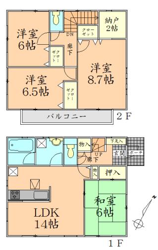 Floor plan. 16,900,000 yen, 4LDK + S (storeroom), Land area 200.51 sq m , Building area 95.98 sq m