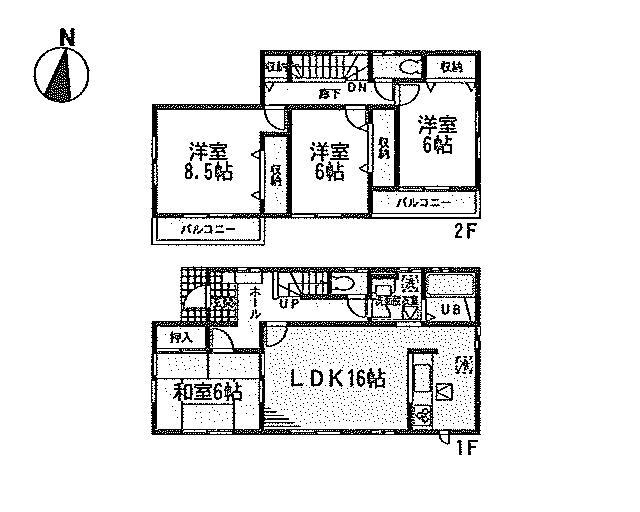 Floor plan. (6 Building), Price 19,800,000 yen, 4LDK, Land area 180.18 sq m , Building area 105.99 sq m