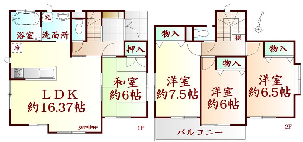 Floor plan. 19.3 million yen, 4LDK, Land area 156.1 sq m , Building area 98.74 sq m