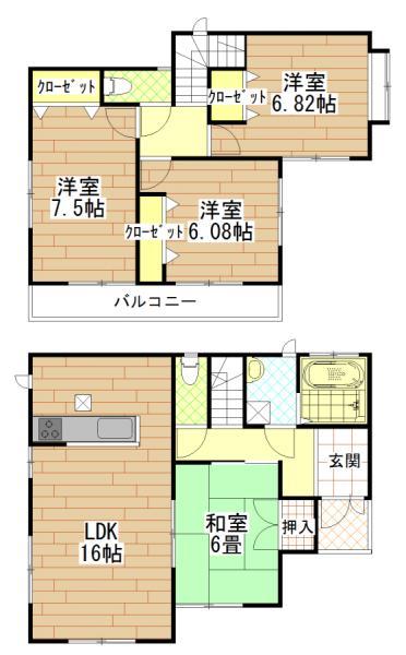 Floor plan. 18.5 million yen, 4LDK, Land area 142.97 sq m , Building area 97.92 sq m