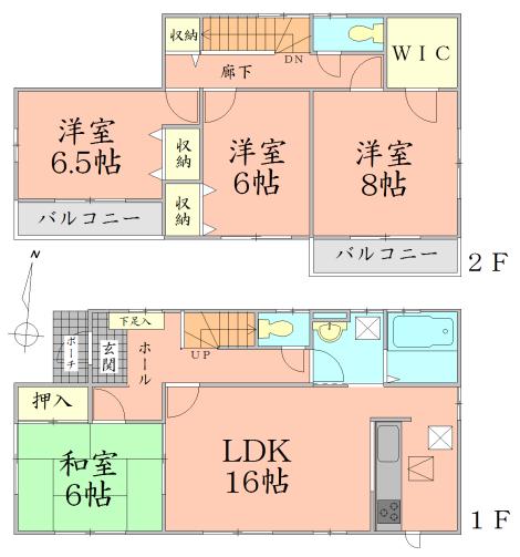 Floor plan. 19,800,000 yen, 4LDK + S (storeroom), Land area 180.23 sq m , Building area 105.99 sq m