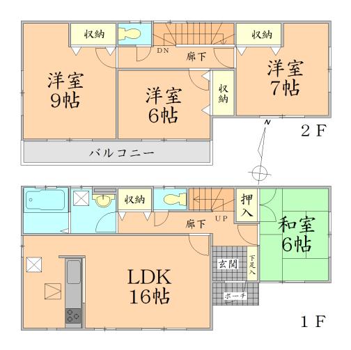 Floor plan. 20.8 million yen, 4LDK, Land area 197.75 sq m , Building area 105.99 sq m