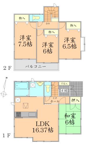 Floor plan. 19.3 million yen, 4LDK, Land area 156.04 sq m , Building area 98.74 sq m