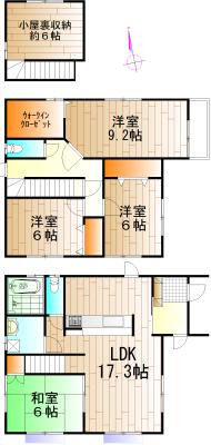 Floor plan. 16,900,000 yen, 4LDK + S (storeroom), Land area 140.48 sq m , Building area 112.6 sq m