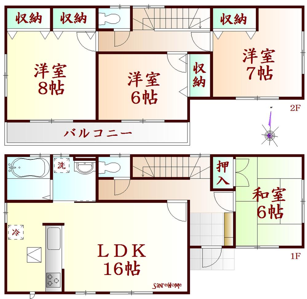 Floor plan. (1 Building), Price 19,800,000 yen, 4LDK, Land area 199.81 sq m , Building area 105.99 sq m