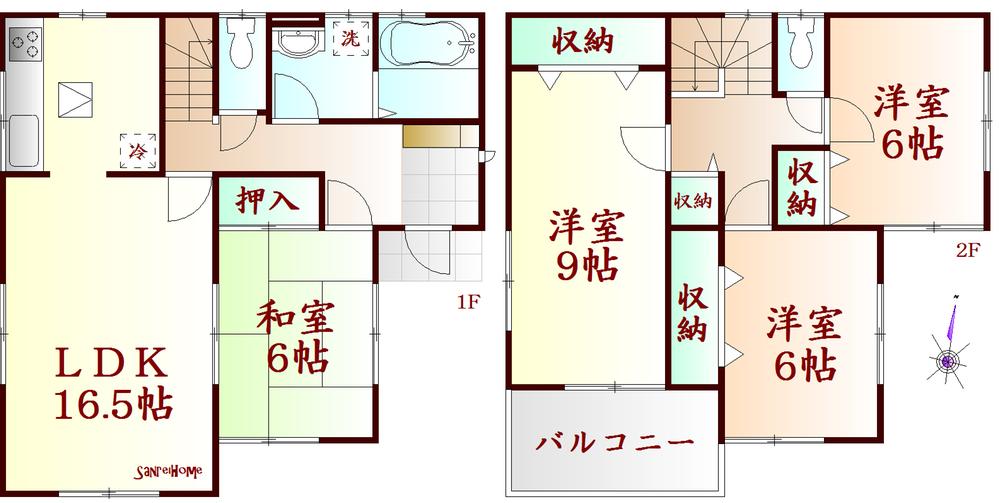 Floor plan. (Building 2), Price 19,800,000 yen, 4LDK, Land area 200.19 sq m , Building area 105.99 sq m