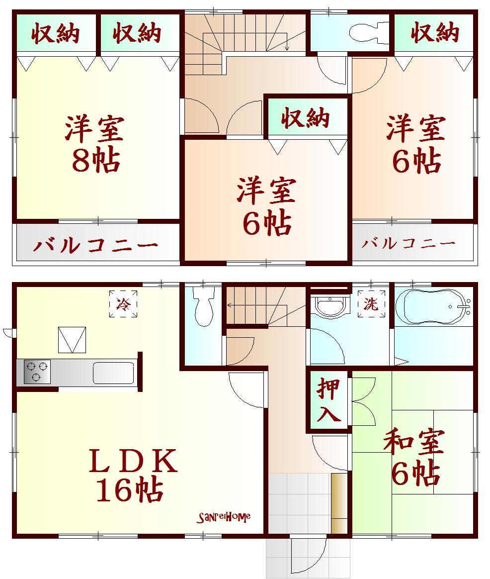 Floor plan. (3 Building), Price 19,800,000 yen, 4LDK, Land area 200.12 sq m , Building area 103.5 sq m