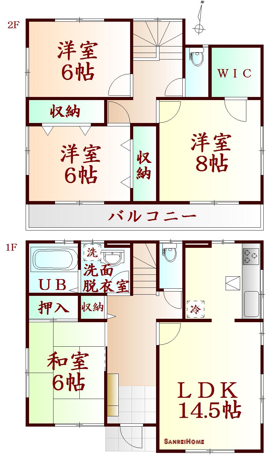 Floor plan. 18,550,000 yen, 4LDK, Land area 180.81 sq m , Building area 105.16 sq m