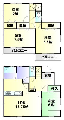 Floor plan. 18,550,000 yen, 4LDK, Land area 175.62 sq m , Building area 103.5 sq m