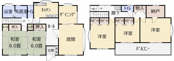 Floor plan. 18.3 million yen, 5LDK, Land area 212.83 sq m , Building area 151.53 sq m