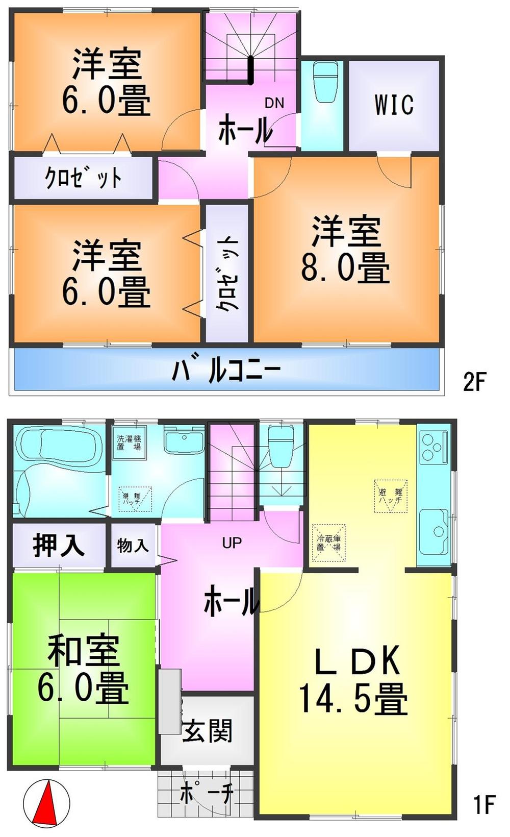 Floor plan. 19,550,000 yen, 4LDK, Land area 180.81 sq m , Building area 105.16 sq m