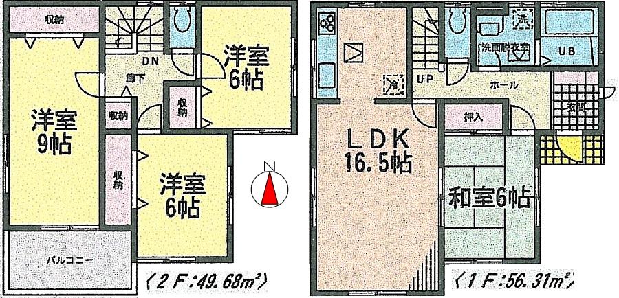 Floor plan. (Building 2), Price 19,800,000 yen, 4LDK, Land area 200.19 sq m , Building area 105.99 sq m