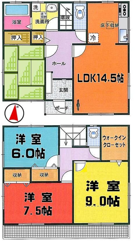 Floor plan. (3 Building), Price 18,550,000 yen, 4LDK+S, Land area 180.82 sq m , Building area 105.99 sq m