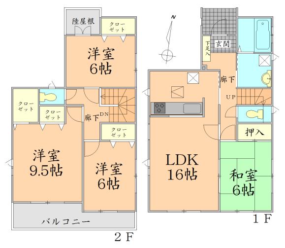 Floor plan. 21,800,000 yen, 4LDK, Land area 182.77 sq m , Building area 105.16 sq m
