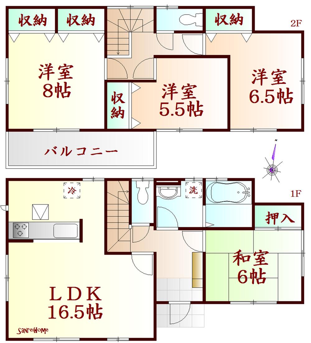 Floor plan. (1 Building), Price 20.5 million yen, 4LDK, Land area 191.6 sq m , Building area 103.5 sq m