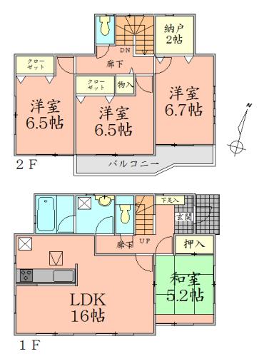 Floor plan. 16,900,000 yen, 4LDK + S (storeroom), Land area 183.39 sq m , Building area 98.81 sq m