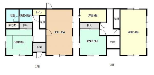 Floor plan. 9.8 million yen, 3LDK+S, Land area 289.65 sq m , Building area 125.44 sq m can leisurely meal 14 quires LDK