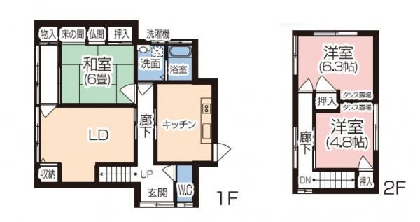 Floor plan. 13,900,000 yen, 4DK, Land area 195.88 sq m , Building area 86.62 sq m