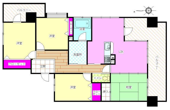 Floor plan. 4LDK, Price 19,800,000 yen, Footprint 86.2 sq m , Balcony area 22.52 sq m