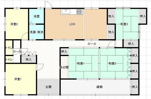 Floor plan. 14.8 million yen, 5LDK, Land area 350.83 sq m , Change the building area 162.63 sq m Japanese-style Western-style, To remove a part of the wall was to ensure the wide LDK