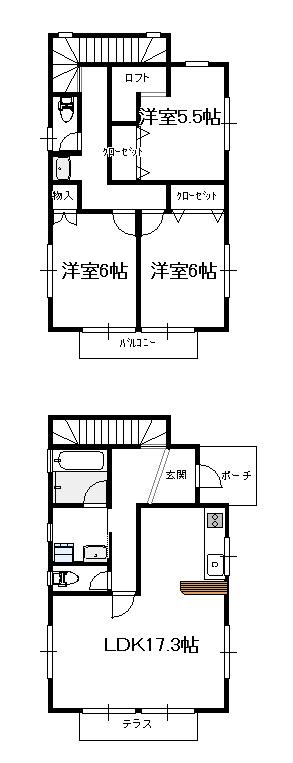 Floor plan. 20.5 million yen, 3LDK, Land area 146.03 sq m , Building area 98.54 sq m