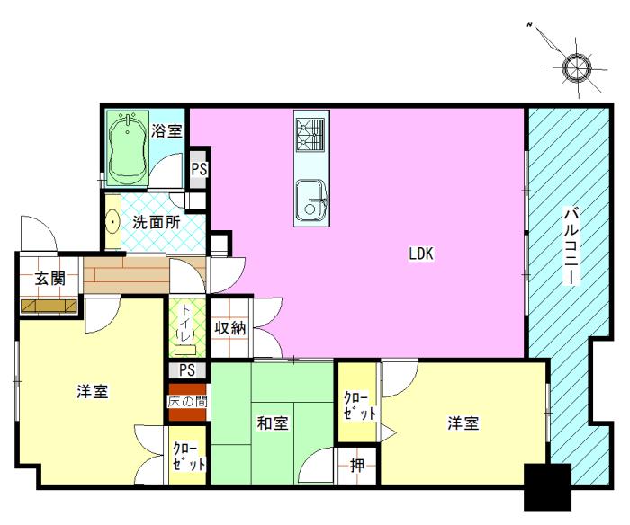 Floor plan. 3LDK, Price 23.5 million yen, Occupied area 79.09 sq m , Balcony area 13.85 sq m