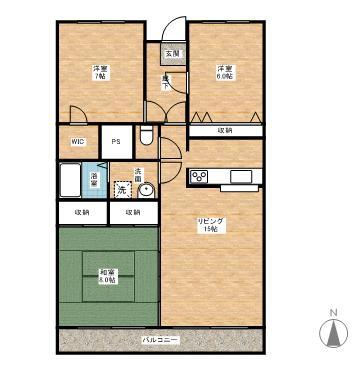 Floor plan. 3LDK, Price 9.8 million yen, Footprint 77.3 sq m , Balcony area 11.1 sq m