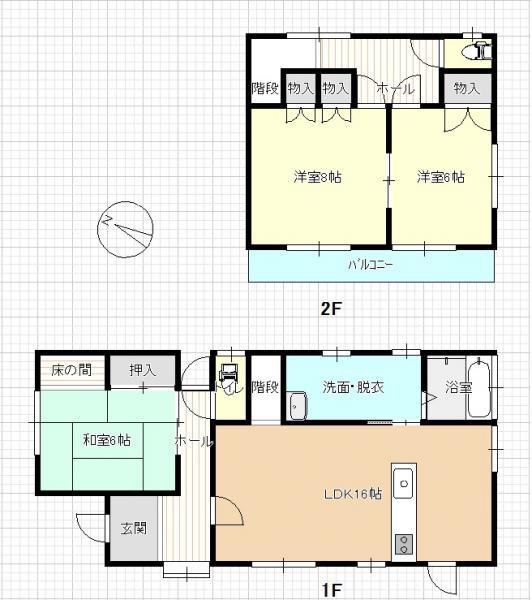 Floor plan. 10.8 million yen, 3LDK, Land area 185.84 sq m , Building area 97.73 sq m LDK 16 Pledge, spacious