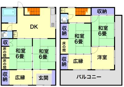 Floor plan. 34,400,000 yen, 5DK, Land area 494.23 sq m , Building area 117.4 sq m
