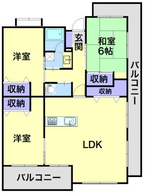 Floor plan. 3LDK, Price 20 million yen, Footprint 88 sq m , Balcony area 29.67 sq m