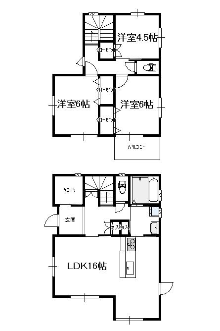 Floor plan. 21,700,000 yen, 3LDK, Land area 154.66 sq m , Building area 97.35 sq m