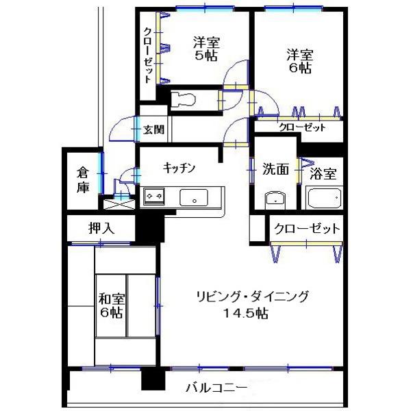 Floor plan. 3LDK, Price 12.8 million yen, Occupied area 82.46 sq m , Balcony area 12.75 sq m 3LDK