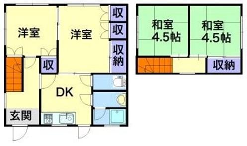 Floor plan. 12.5 million yen, 4DK, Land area 187.61 sq m , Building area 66.24 sq m