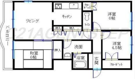 Floor plan. 3LDK, Price 12,480,000 yen, Occupied area 64.36 sq m , Balcony area 10.77 sq m