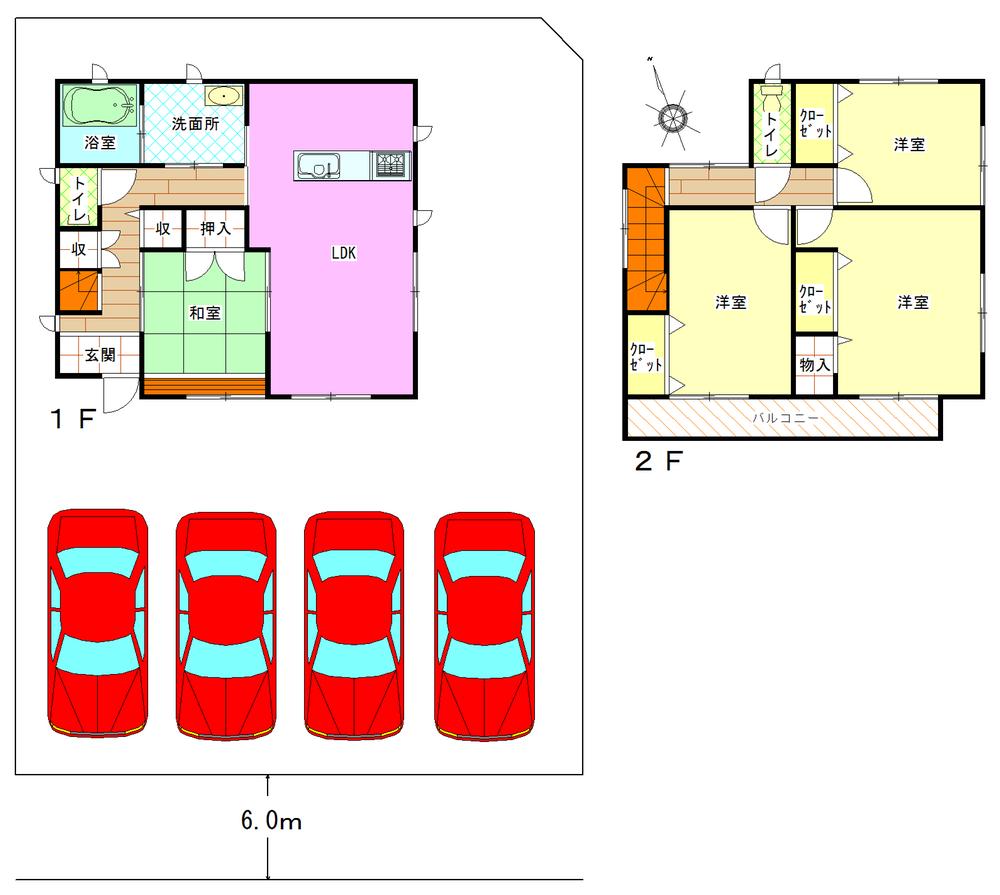 Floor plan. 15,980,000 yen, 4LDK, Land area 218.54 sq m , Building area 97.61 sq m