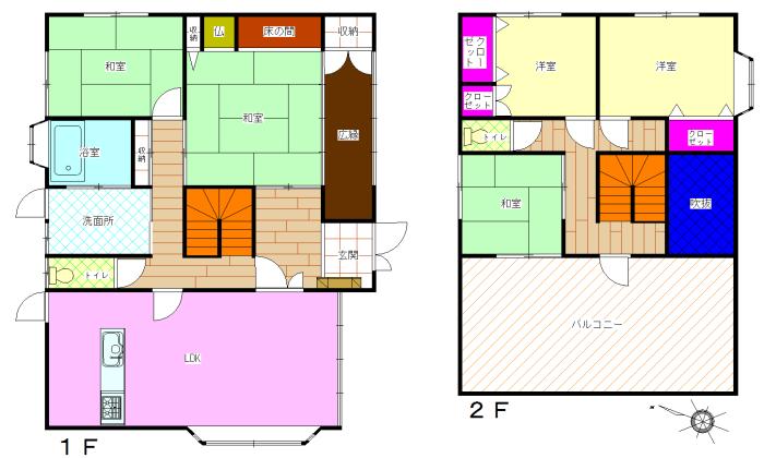 Floor plan. 18,700,000 yen, 5LDK, Land area 274.24 sq m , Building area 140.04 sq m