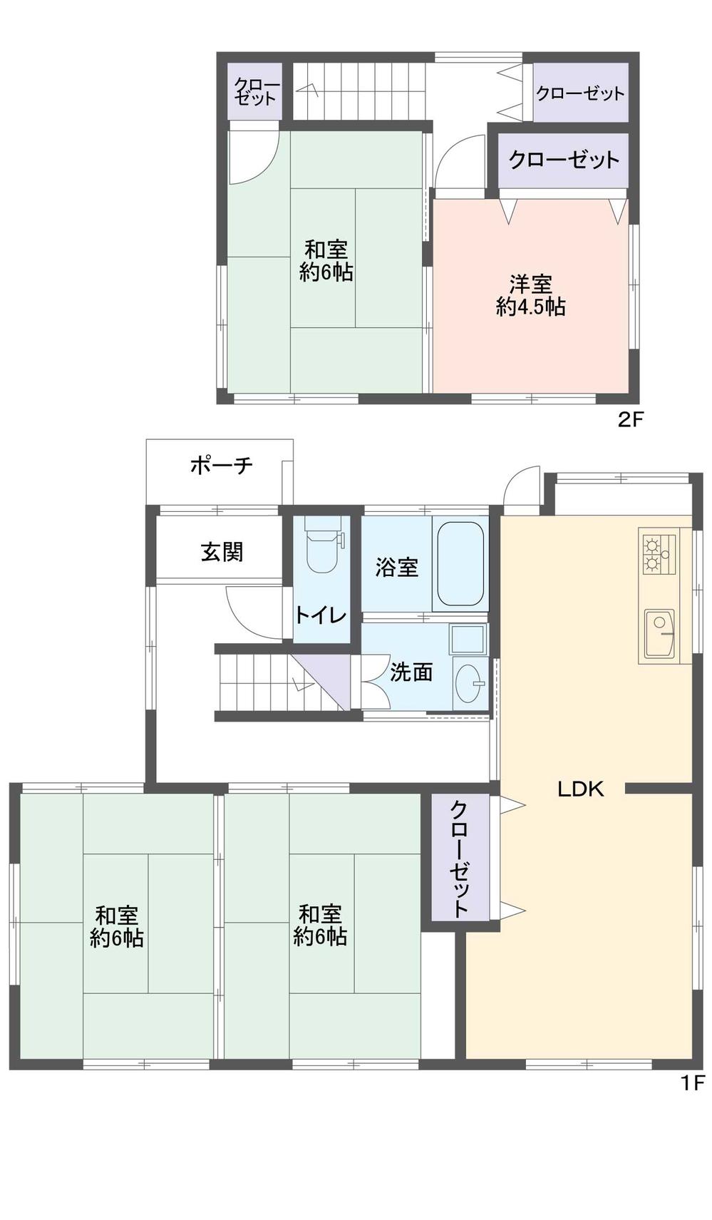 Floor plan. 9.8 million yen, 4LDK, Land area 185.13 sq m , Building area 93.85 sq m indoor (July 2013) Shooting