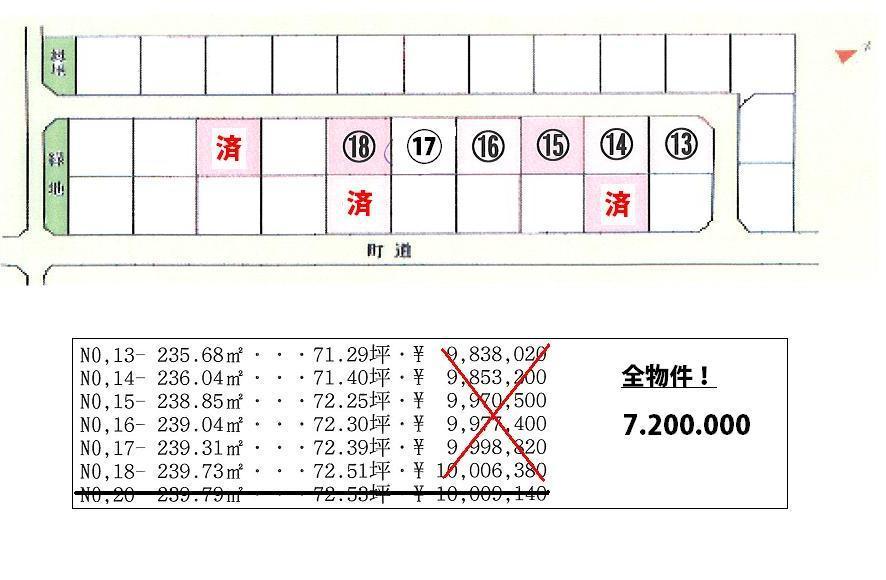 Compartment figure. Land price 7.2 million yen, Land area 238.85 sq m