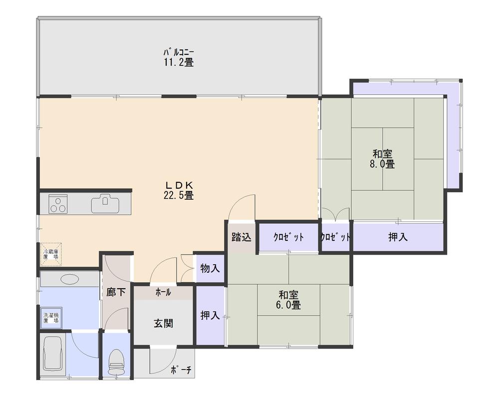 Floor plan. 8.7 million yen, 2LDK, Land area 1,147 sq m , Building area 86.11 sq m