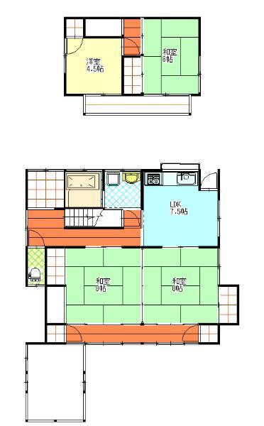 Floor plan. 16.8 million yen, 4DK, Land area 352.57 sq m , Building area 96.88 sq m