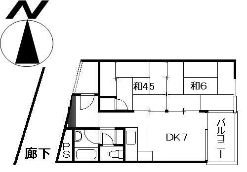 Floor plan. 2DK, Price 700,000 yen, Footprint 38 sq m , Balcony area 4 sq m