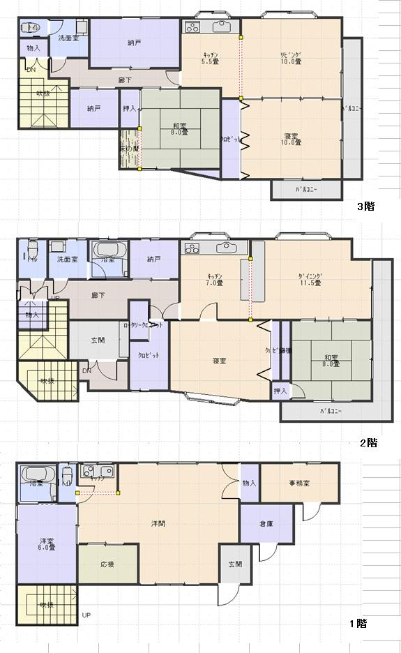 Floor plan. 15 million yen, 5LLDDKK + 3S (storeroom), Land area 173.27 sq m , Building area 254.26 sq m