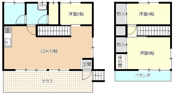 Floor plan. 14.8 million yen, 3DK, Land area 2,202.57 sq m , Many building area 64.58 sq m south in the window, You can overlook the Lake Nojiri!